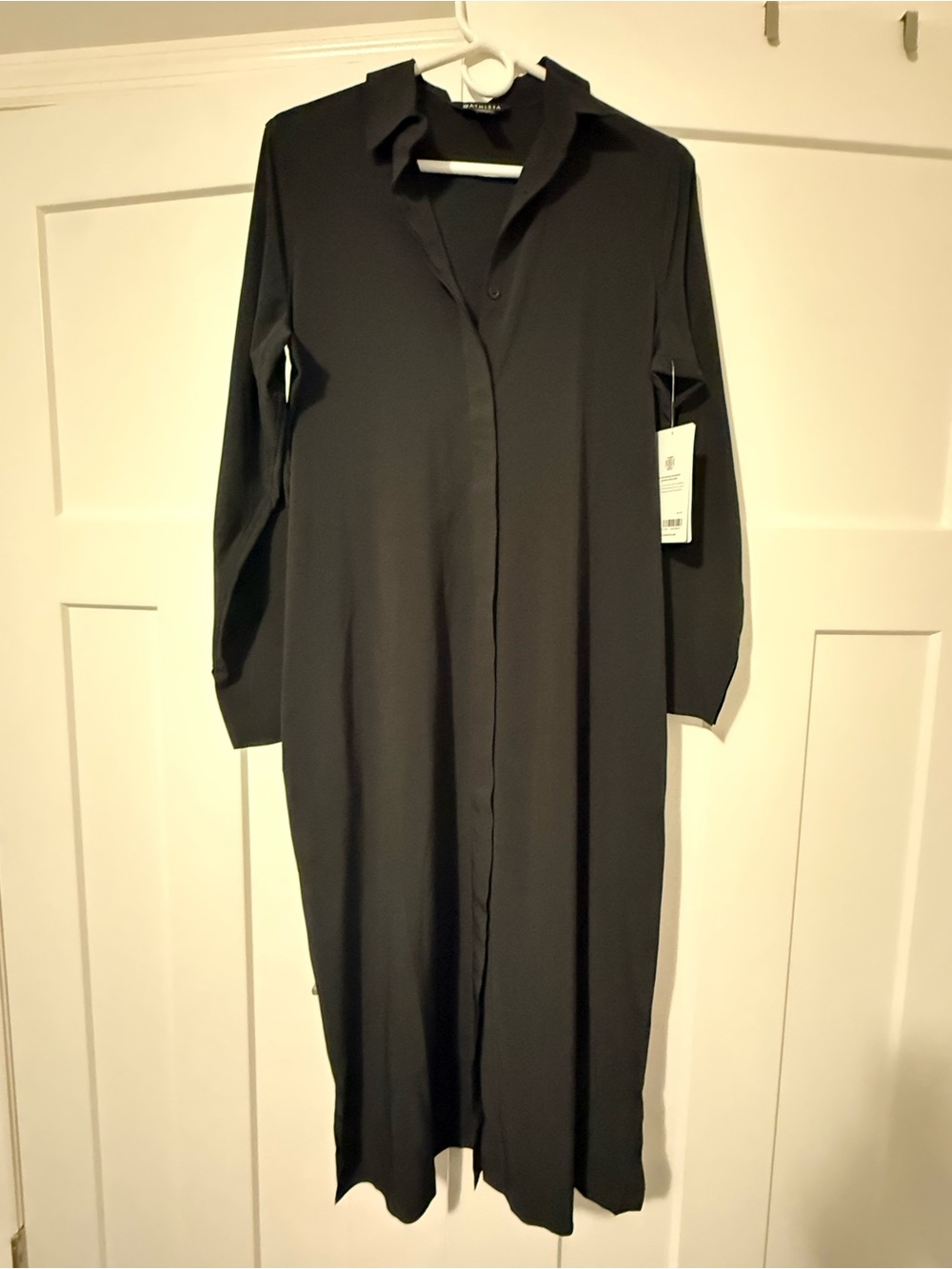 Athleta Black Long Sleeve Midi Shirt Dress